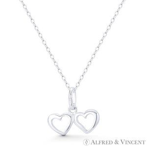 Double-Heart Love Charm Pendant in .925 Sterling Silver